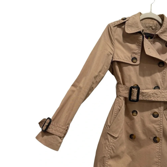 Teenie Weenie All That Bear Tan Khaki Double Breasted Belted Trench Coat Size S - Picture 7 of 16